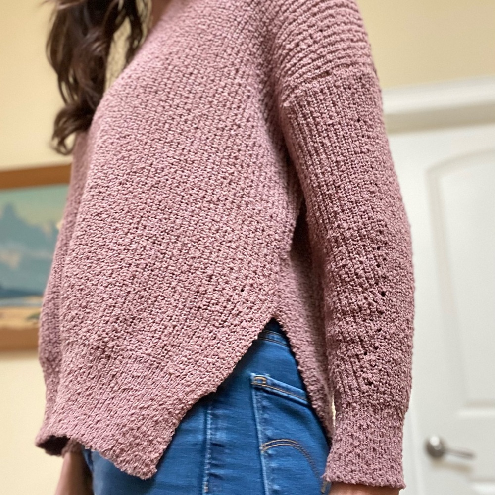 Dreamers Pink V-Neck Sweater Relaxed Fit - Picture 5 of 5